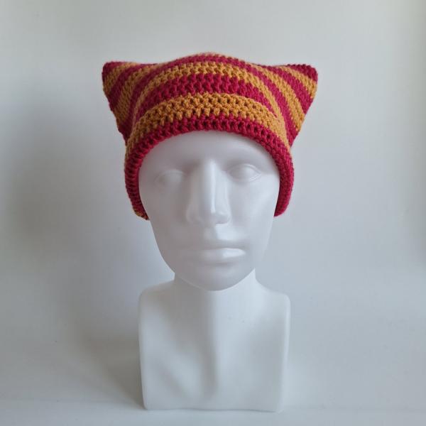 Gehaakte muts | Oranje en fuchsia