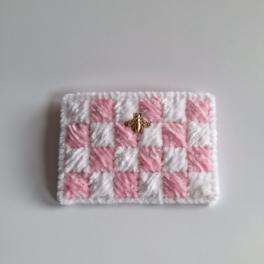 geweven pasjeshouder | Wit en lichtroze