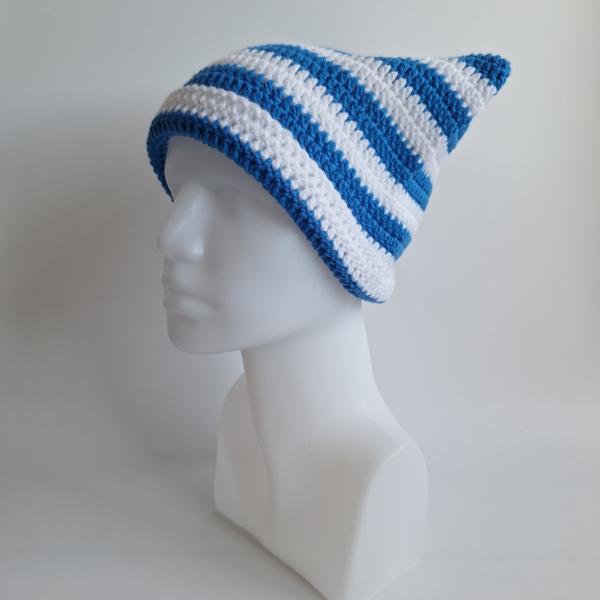 Gehaakte muts | Blauw en wit