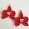 Thumbnail for Gehaakte oorbellen | Rood en lichtroze orchidee bloem