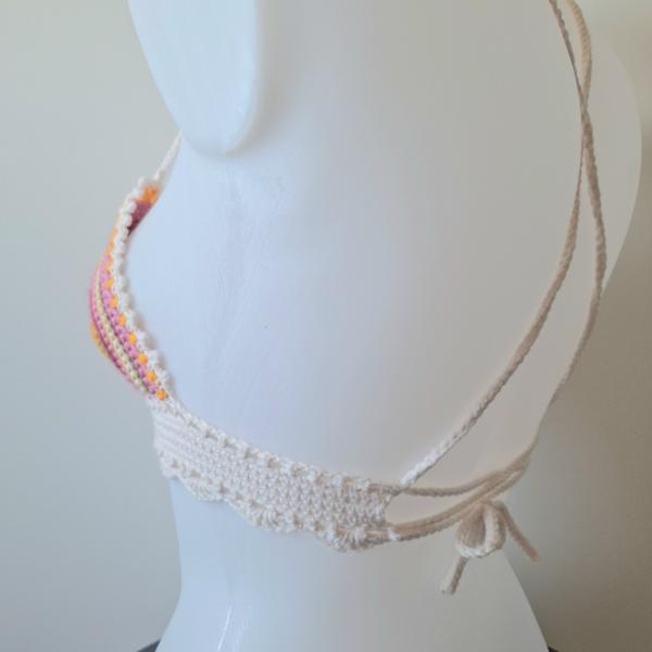 Gehaakt topje | Crème, geel, groen, fuchsia en lichtroze