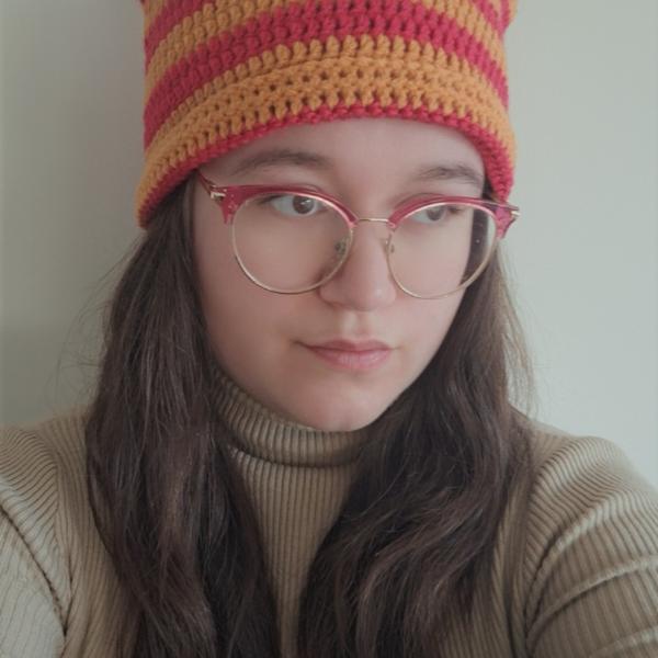 Gehaakte muts | Oranje en fuchsia