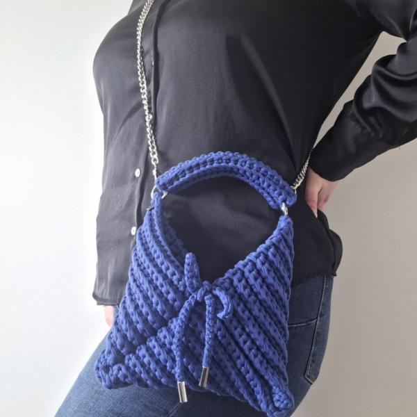 Gehaakte crossbody tas | Kobaltblauw