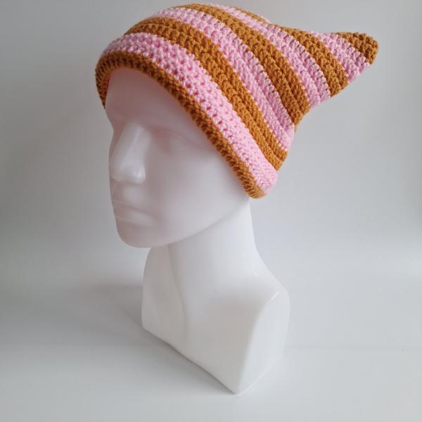Gehaakte muts | Lichtroze en oranje