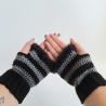 Thumbnail for Gehaakte handschoenen - gehaakte vingerloze handschoenen | Zwart en donkergrijs