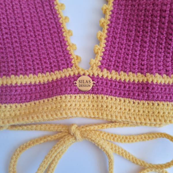 Gehaakt topje | Roze en geel