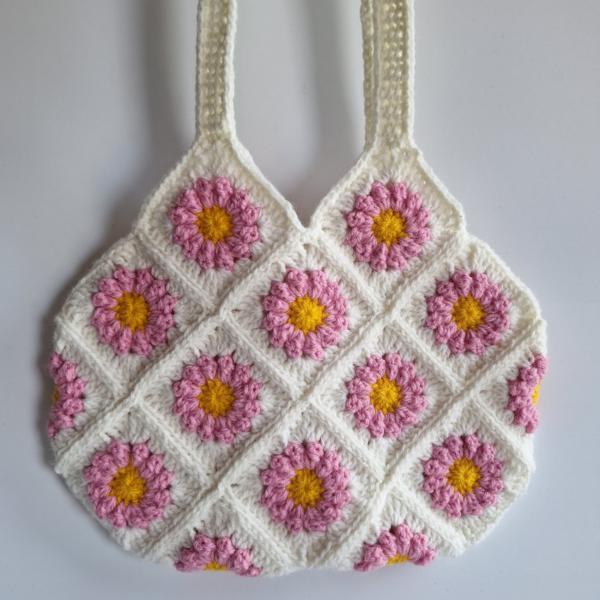Gehaakte tas | Wit madeliefjes
