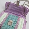 Thumbnail for Geweven crossbody tas | Turquoise, lila, pastel geel en zilver