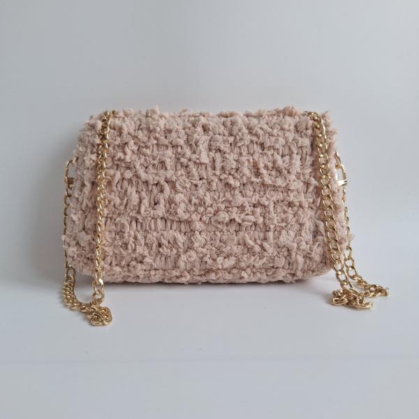 Geweven crossbody tas | Beige en goud