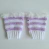 Thumbnail for Gehaakte handschoenen - gehaakte vingerloze handschoenen | Wit en lila