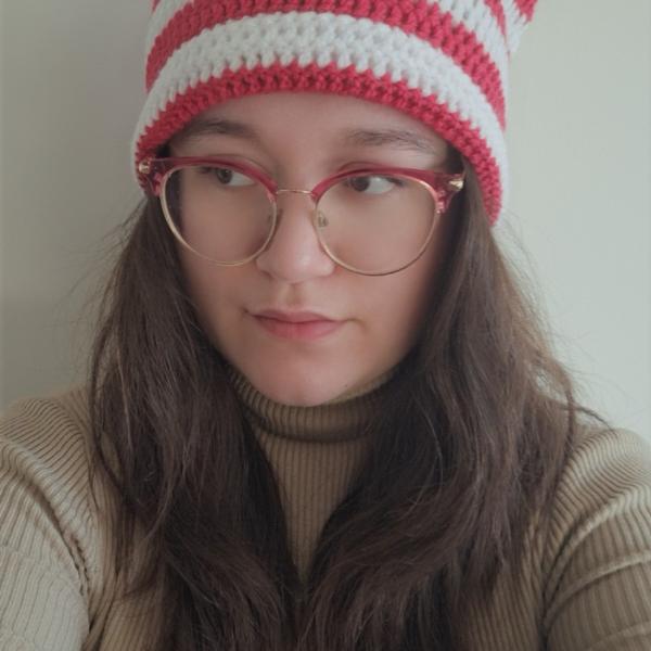 Gehaakte muts | Fuchsia en wit