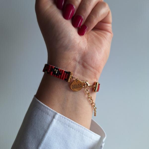 Geweven kralen armband | Rood luipaard