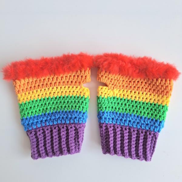 Gehaakte handschoenen - gehaakte vingerloze handschoenen | Regenboog
