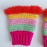 Thumbnail for Gehaakte handschoenen - gehaakte vingerloze handschoenen | Knalroze, mintgroen, lichtroze, geel en rood