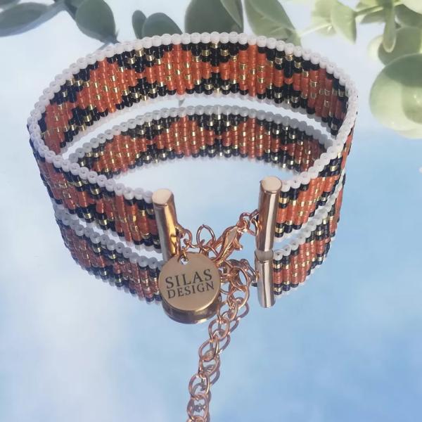 Geweven kralen armband 'Bruin argyle'