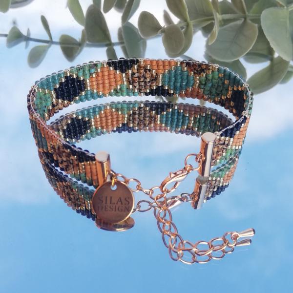 Geweven kralen armband 'Turquoise hexagon'