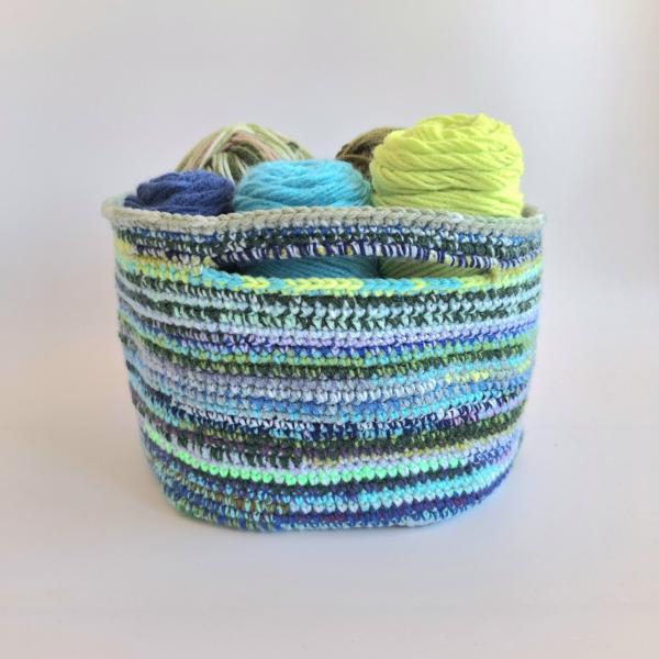 Gehaakte opbergmand | Blauw gemêleerd