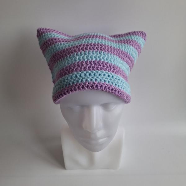 Gehaakte muts | Lila en lichtblauw