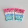 Thumbnail for Gehaakte handschoenen - gehaakte vingerloze handschoenen | Mintgroen, lichtblauw, wit, lichtroze en barbieroze
