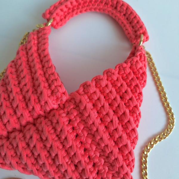 Gehaakte crossbody tas 'Koraaloranje'