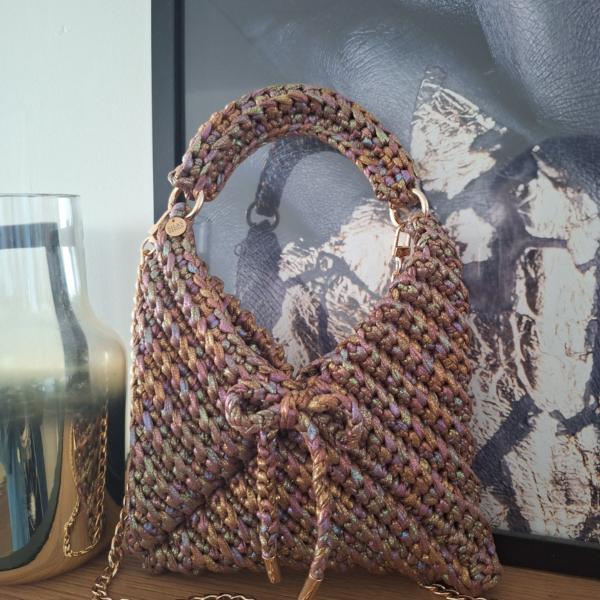 Gehaakte crossbody tas | Glitter bruin