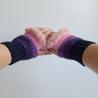 Thumbnail for Gehaakte handschoenen - gehaakte vingerloze handschoenen | Donkerblauw, paars en lichtroze