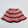 Thumbnail for Gehaakte bucket hat | Oranje, beige, knalroze, lichtroze, fuchsia en zwart
