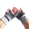 Thumbnail for Gehaakte handschoenen - gehaakte vingerloze handschoenen | Donkergrijs en lichtgrijs