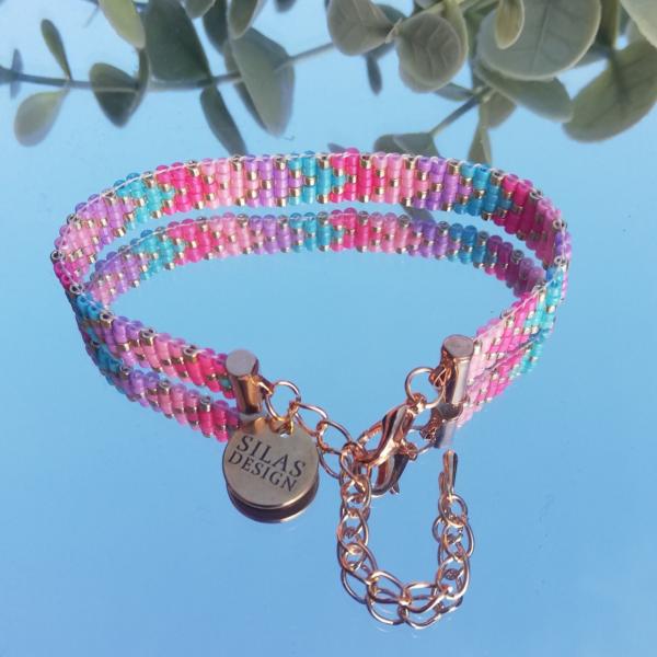 Geweven kralen armband | Pastel strepen