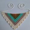 Thumbnail for Gehaakte bandana 'Crème, beige en turquoise'
