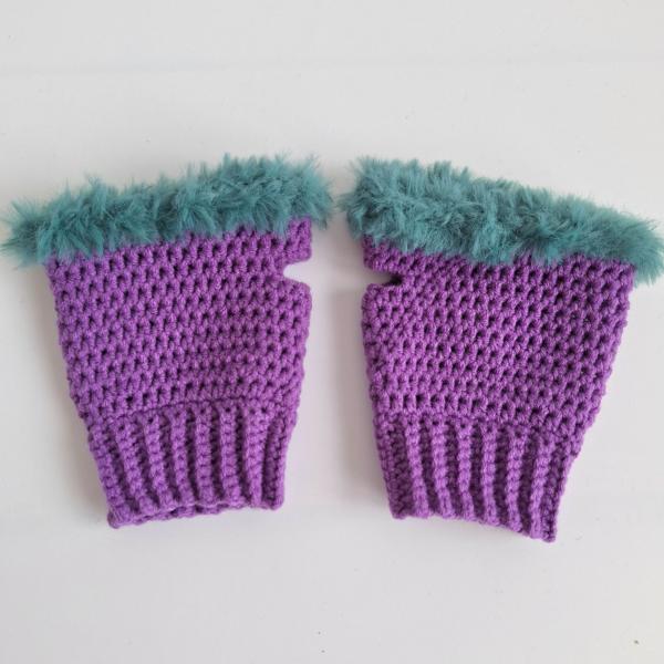 Gehaakte handschoenen - gehaakte vingerloze handschoenen | Paars en petrol