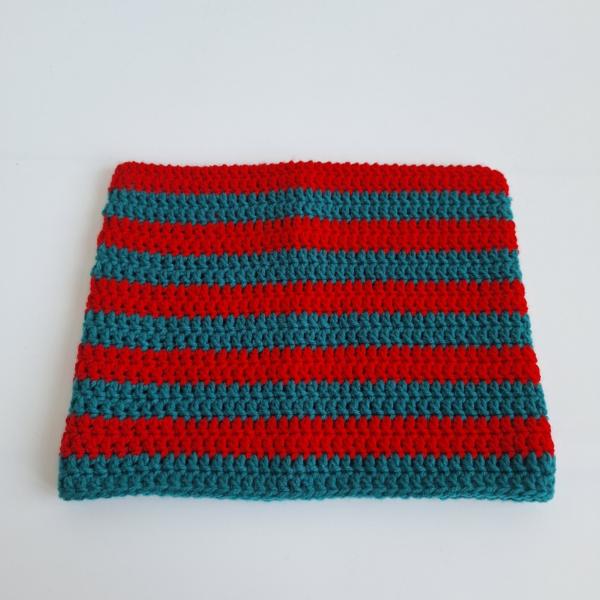 Gehaakte muts | Rood en petrol