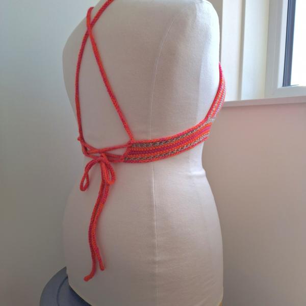 Gehaakt topje 'Boho top oranje, roze en beige'