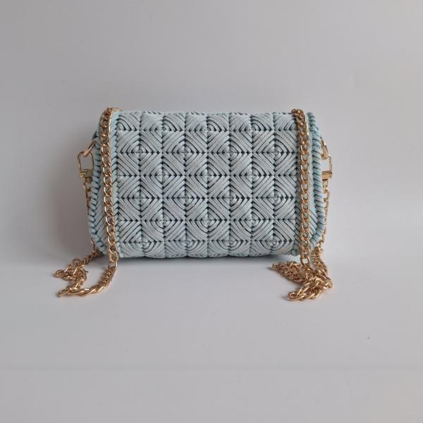 Geweven crossbody tas | Mintgroen en goud