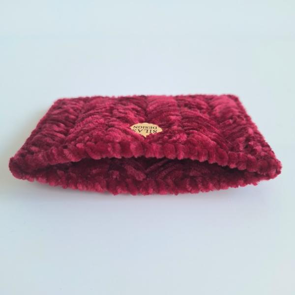 Geweven pasjeshouder | Wijnrood velvet look