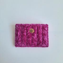 Geweven pasjeshouder | Magenta velvet look