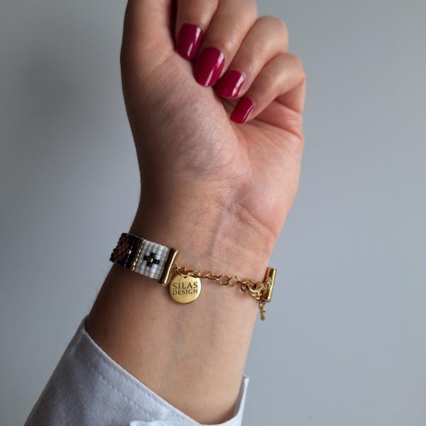 Geweven kralen armband | Rood glas-in-lood