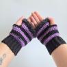 Thumbnail for Gehaakte handschoenen - gehaakte vingerloze handschoenen | Zwart en paars