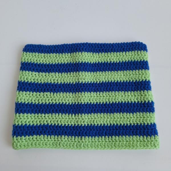 Gehaakte muts | Kobaltblauw en lichtgroen