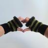 Thumbnail for Gehaakte handschoenen - gehaakte vingerloze handschoenen | Zwart en donkergroen