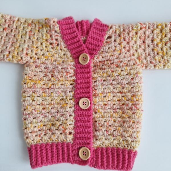Gehaakt baby vestje | Roze en oranje gemêleerd