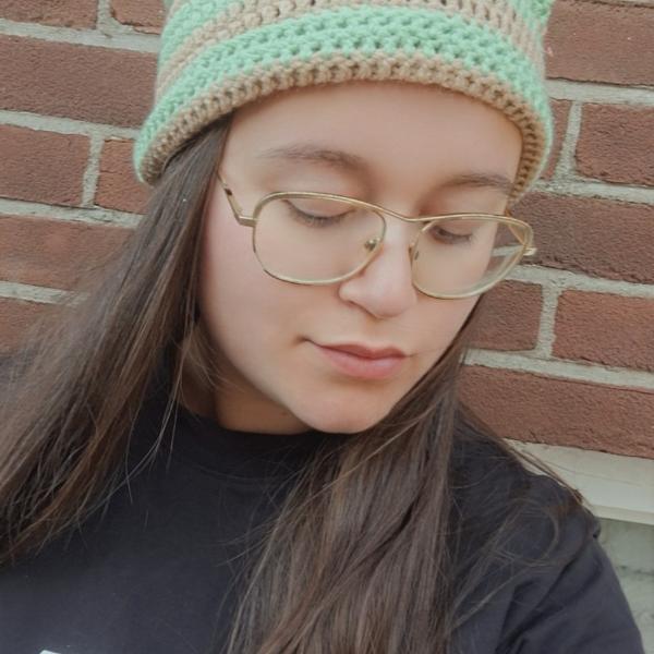 Gehaakte muts | Beige en mintgroen