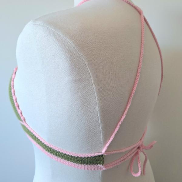 Gehaakt topje | Donkergroen en lichtroze