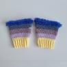 Thumbnail for Gehaakte handschoenen - gehaakte vingerloze handschoenen | Geel, lila, taupe, denimblauw en kobaltblauw