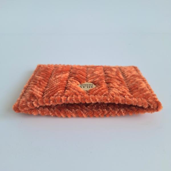 Geweven pasjeshouder | Pompoen oranje velvet look