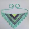 Thumbnail for Gehaakte bandana | Limegroen, donkerpaars, eucalyptus, grijsblauw en mintgroen