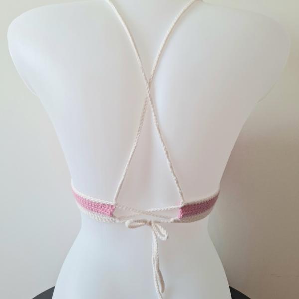 Gehaakt topje | Roze en crème