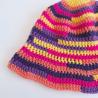 Thumbnail for Gehaakte bucket hat | Geel, koraaloranje, paars, knalroze en donkerpaars