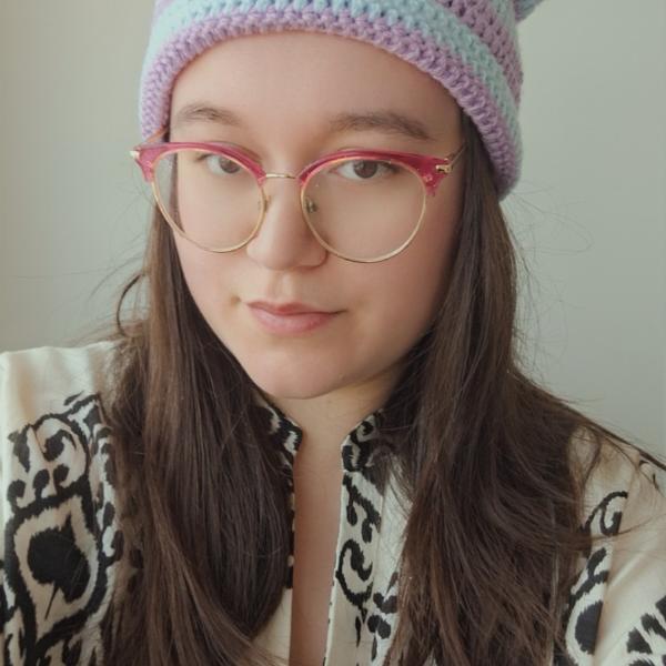 Gehaakte muts | Lila en lichtblauw