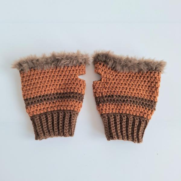 Gehaakte handschoenen - gehaakte vingerloze handschoenen | Donkerbruin en karamelbruin